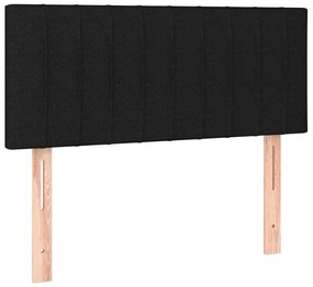 Cama box spring c/ colchão e LED 120x190 cm tecido preto