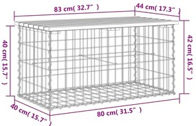 Banco jardim design gabião 83x44x42 cm madeira douglas maciça