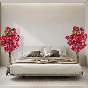 Conjunto 2 Árvores de buganvílias artificiais 120 cm Planta de jardim falsa decorativa em vaso com flores vermelho