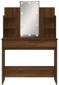 Toucador com luzes LED 96x40x142 cm cor carvalho castanho