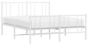 Estrutura de cama com cabeceira e pés 140x190 cm metal branco