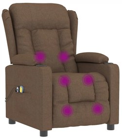 Poltrona de massagens elétrica reclinável tecido castanho