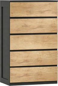 HOMCOM Cômoda 5 Gavetas em Madeira com Guias em Metal e Puxadores Ranhurados, 60x39x100 cm | Aosom Portugal