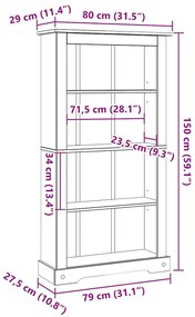 Estante 4 prateleiras Corona Range pinho mexicano 80x29x150 cm