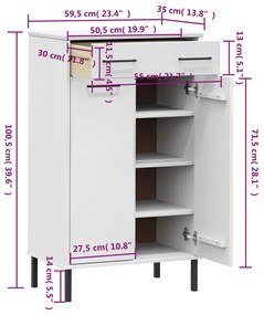 Sapateira com pernas de metal pinho maciço OSLO branco