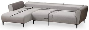 Sofá-Cama de Canto Aren – Cinzento – 150 x 260 cm