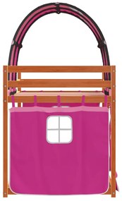 Beliche com cortinas 90x200 cm madeira de pinho maciça rosa