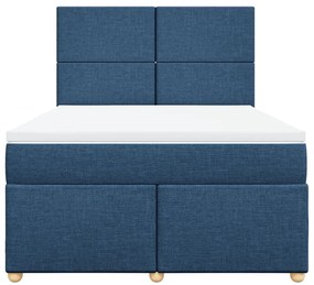 Cama com molas/colchão 140x200 cm tecido azul