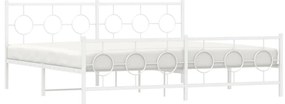 Estrutura de cama com cabeceira e pés 193x203 cm metal branco
