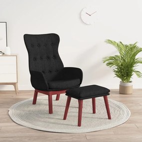 vidaXL Cadeira de descanso com banco p/ pés tecido preto