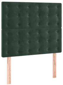 Cama com molas/colchão 90x200 cm veludo verde-escuro