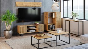 Móvel TV Focus 135 cm - ripas decorativas cor carvalho artesanal