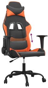 Cadeira gaming couro artificial preto e laranja