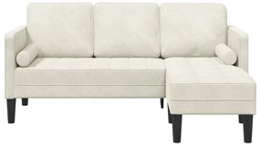 Sofá em L Creme 173x131x67 cm Veludo