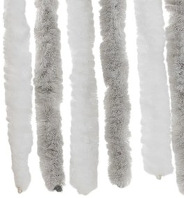Cortina anti-insetos 100x230cm chenille cinzento-claro e branco