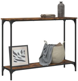 Mesa consola 101x30,5x75cm derivados de madeira carvalho fumado