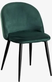 Pack De 2 Cadeiras De Jantar Estofadas E Em Aço Kana Negro & Velluto Verde Selva & Veludo - Sklum