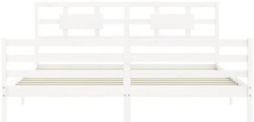 Estrutura de cama com cabeceira 200x200cm madeira maciça branco