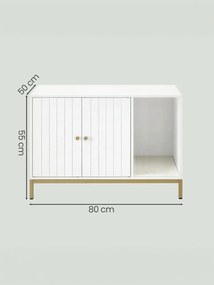 Móvel para caixa de areia para gatos 80 x 50 x 55 cm branco-dourado