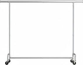 Cabide guarda roupa com rodas 45 x (160-200) x 162,9 cm, barra extensível, capacidade de carga até 110 kg prateado
