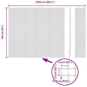 Cerca de Arame Soldado com 22 Postes U Cinza 1.6x25 m Aço
