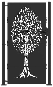 Portão de Jardim Preto 105 x 175 cm Aço com Revestimento em Pó