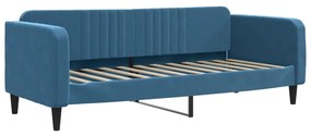 Sofá-cama com gavetão e colchões 80x200 cm veludo azul