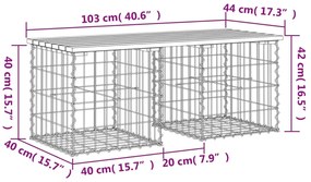 Banco jardim design gabião 103x44x42 cm madeira douglas maciça