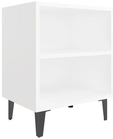 Mesas de cabeceira pernas em metal 2 pcs 40x30x50 cm branco