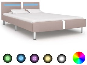 Estrutura de cama c/ LEDs 120x200cm couro artificial cappuccino