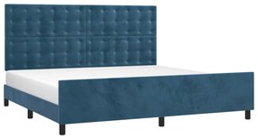 Estrutura de cama sem colchão 200x200 cm veludo azul-escuro