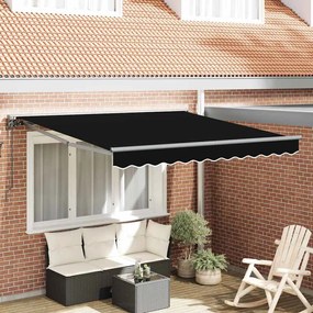 vidaXL Toldo Retrátil Preto 300x250 cm Tecido de poliéster e metal