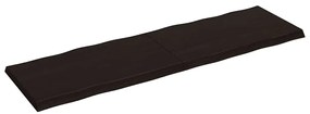 Tampo de mesa com bordas vivas maciço tratado castanho-escuro