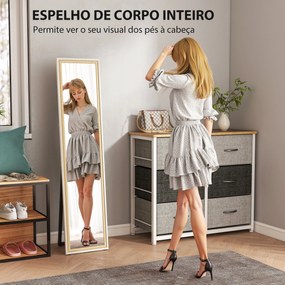 Espelho de Pé 157x37 cm Espelho Corpo Inteiro Grande com Moldura Bicolor para Utilizar Inclinado ou Suspenso Madeira