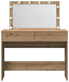 Mesa de Maquiagem com LED Carvalho Artesanal 100x40x120 cm