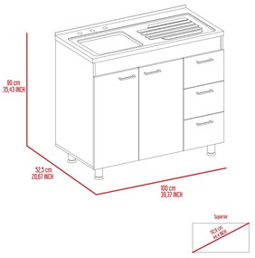 Armário inferior Cozinha ferreti com lava louça branca