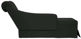Chaise lounge c/ reforço/apoio de braços direito veludo preto