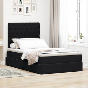 vidaXL Cama com arrumação e colchão Preto 120 x 190 cm Veludo