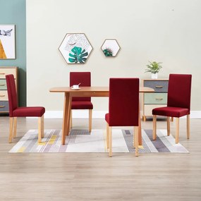 vidaXL Cadeiras de jantar 4 pcs tecido vermelho tinto