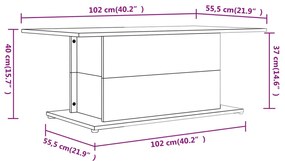 Mesa centro 102x55,5x40 cm contraplacado carvalho sonoma cinza