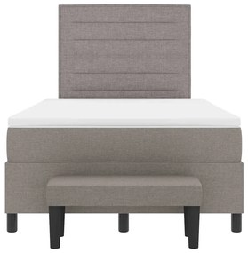 Cama Box Spring com Colchão &amp; Banco Taupe 120x190 cm Tecido