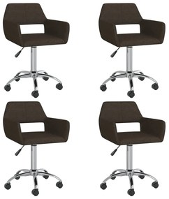 vidaXL Cadeiras de jantar giratórias 4 pcs tecido castanho-escuro