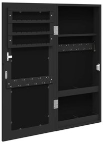 Móvel para joias de parede espelhado 30x8,5x67 cm preto