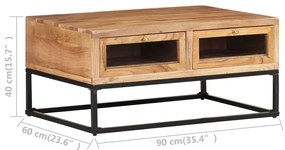 Mesa de centro 90x60x40 cm madeira de acácia maciça