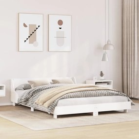 Cama sem colchão 135x190 cm madeira de pinho maciça branco