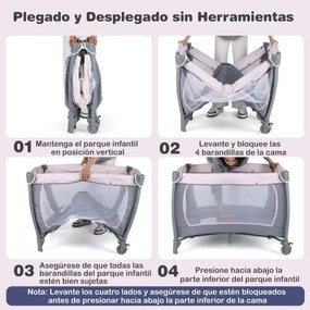Berço dobrável e portátil 106 x 74 x 74 cm Parque infantil com berço de balanço e trocador Barra de brinquedos Caixa de música e bolsa de transporte C