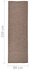 Tapete de tecido plano para exterior 80x250 cm castanho