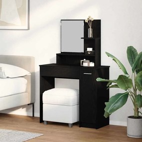 Mesa de Maquilhagem em Carvalho Preto com Espelho - 86,5 x 35 x 136 cm