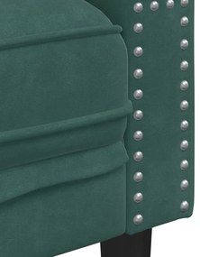 2 pcs conj. de sofás chesterfield com rolos veludo verde-escuro