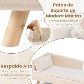 Cama elevada para animais de estimação 81 x 51 x 47 cm  com almofada e travesseiro removíveis, pernas de madeira e encosto alto